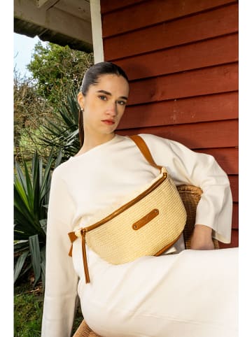 maison héritage PARIS Leren borstbuidel "Rachel Paille" beige/lichtbruin - (B)35 x (H)18 x (D)13 cm