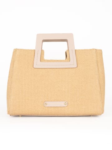 maison héritage PARIS Leren handtas "Jini Paille" beige - (B)35 x (H)25 x (D)15 cm
