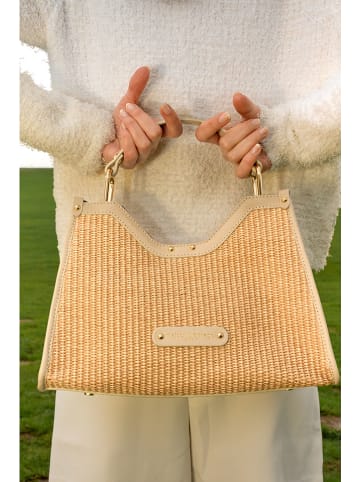 maison héritage PARIS Leren handtas "Mini Cassis" beige - (B)31 x (H)22 x (D)11 cm