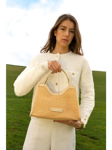 maison héritage PARIS Leren handtas "Mini Cassis" beige - (B)31 x (H)22 x (D)11 cm