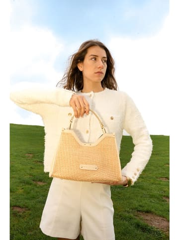 maison héritage PARIS Leren handtas "Mini Cassis" beige - (B)31 x (H)22 x (D)11 cm