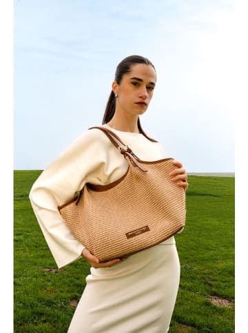 maison héritage PARIS Skórzany shopper bag "Ceto" w kolorze beżowo-jasnobrązowym - 48 x 30 x 10 cm