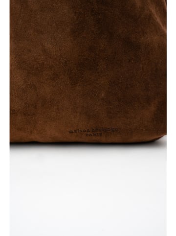 maison héritage PARIS Leder-Schultertasche "Perle" in Braun - (B)48 x (H)33 cm