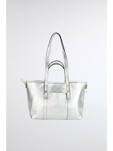 maison héritage PARIS Skórzany shopper bag "Malta" w kolorze srebrnym - 52 x 31 cm