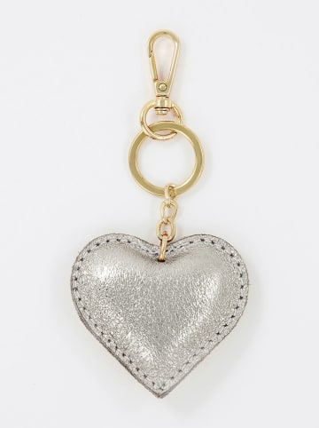 maison héritage PARIS Leder-Schlüsselanhänger "Love Locker" in Gold/ Silber - (L)7 x (B)6 cm