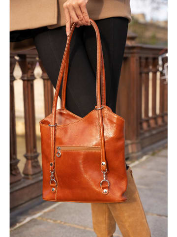 maison héritage PARIS Leren schoudertas "Lola" lichtbruin - (B)32 x (H)25 x (D)6 cm