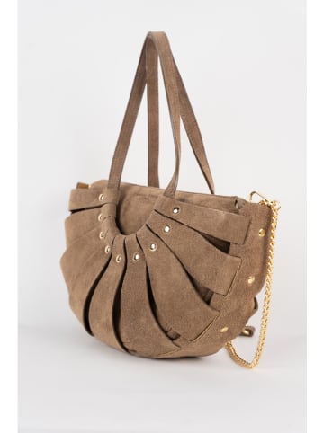 maison héritage PARIS Leren handtas "Sparti" taupe - (B)34,5 x (H)21 x (D)8 cm