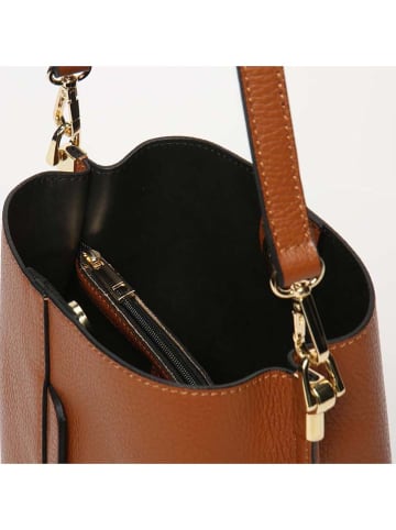 maison héritage PARIS Leder-Schultertasche "Bruna Graine" in Hellbraun - (B)26 x (H)23 x (T)16 cm