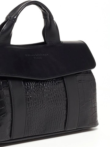 maison héritage PARIS Leder-Henkeltasche "Geni" in Schwarz - (B)34,5 x (H)21 x (T)14 cm