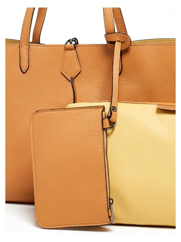 maison héritage PARIS Leder-Schultertasche "Elix" in Hellbraun - (B)36 x (H)30 x (T)11 cm