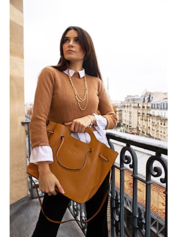 maison héritage PARIS Leren handtas "Prun" lichtbruin - (B)41 x (H)26 x (D)16 cm