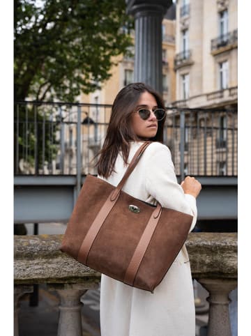 maison héritage PARIS Skórzany shopper bag "Elis Suede" w kolorze jasnobrązowym - 41 x 30 x 10 cm