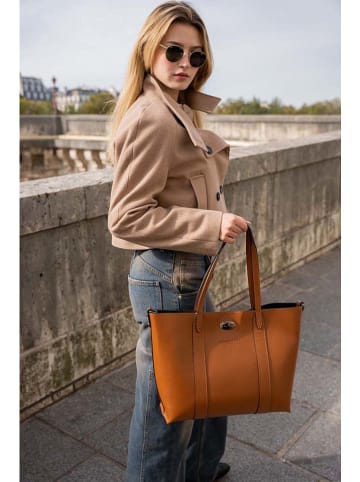 maison héritage PARIS Skórzany shopper bag "Elis" w kolorze jasnobrązowym - 41 x 30 x 10 cm