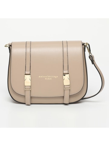 maison héritage PARIS Leren schoudertas "Tex Box" beige - (B)25 x (H)19 x (D)9 cm