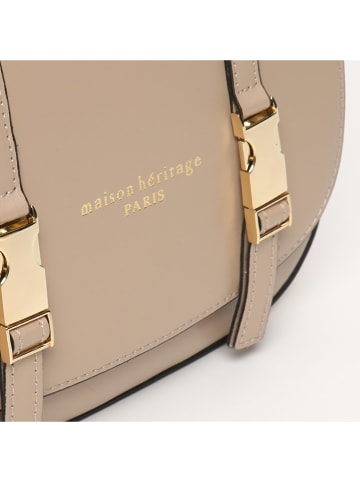 maison héritage PARIS Leder-Umhängetasche "Tex Box" in Beige - (B)25 x (H)19 x (T)9 cm