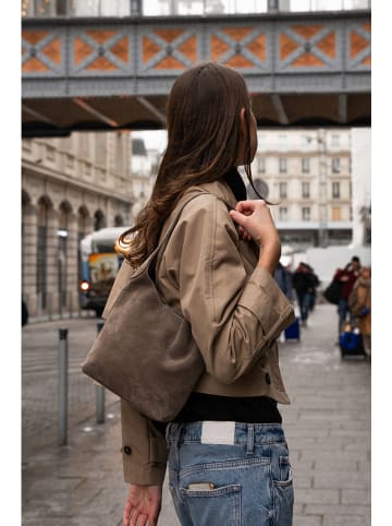 maison héritage PARIS Skórzana torebka "Clison Suede" w kolorze beżowym - 24 x 45 x 8 cm