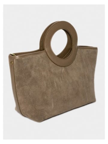 maison héritage PARIS Leder-Henkeltasche "Mini Saumur" in Taupe - (B)30 x (H)24 x (T)10 cm