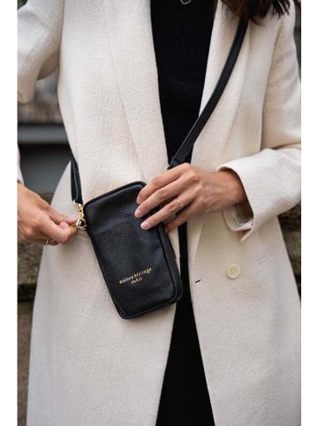 maison héritage PARIS Skórzana torebka "Laila" w kolorze czarnym na telefon - 11 x 18 cm