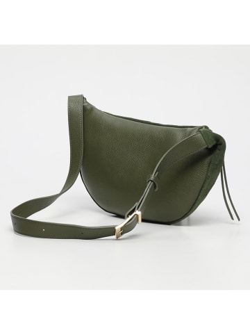 maison héritage PARIS Leren borstbuidel "Rachel" kaki - (B)34 x (H)17 cm