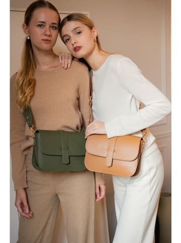maison héritage PARIS Skórzana torebka "Monica" w kolorze khaki - 23 x 14 x 7 cm