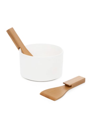 Homla 3-delige set: saladekommen "Fincan" wit/naturel - Ø 17 cm