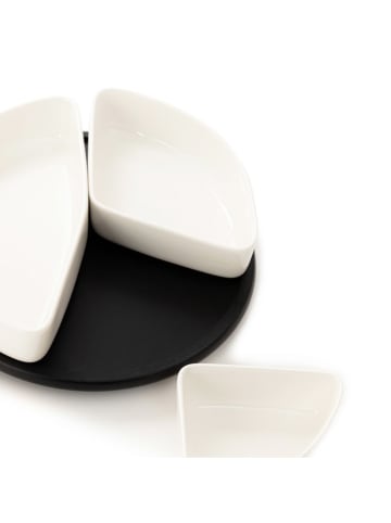 Homla 4tlg. Set: Servierplatte ''Felko'' in Schwarz/ Weiß - Ø 24 cm