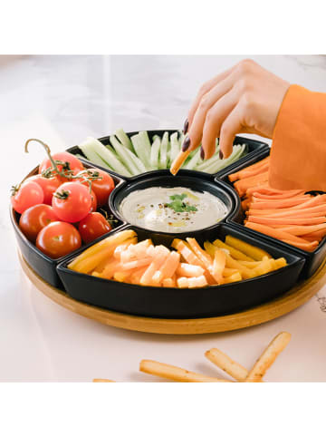 Homla 6-delige serveerset "Fincan" lichtbruin/zwart - Ø 30 cm