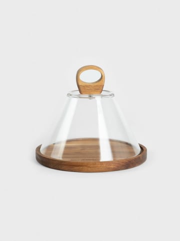 Homla Serveerplateau "Lenne" transparant/lichtbruin - (H)19 x Ø 23 cm