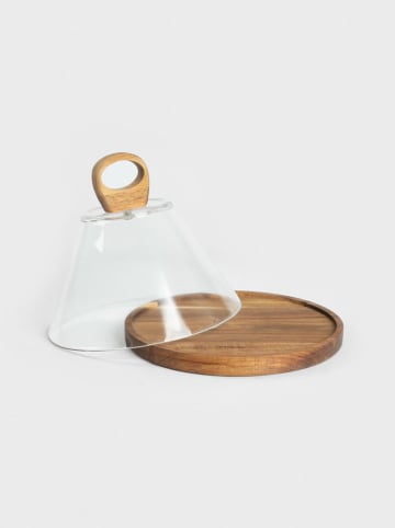 Homla Servierplatte "Lenne" in Transparent/ Hellbraun - (H)19 x Ø 23 cm 