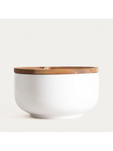 Homla Serveerschaal "Mooka" wit/bruin - Ø 24 cm