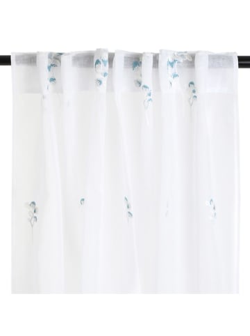 Homla Gordijn met lussen "Albia" wit/lichtblauw - (L)250 x (B)140 cm