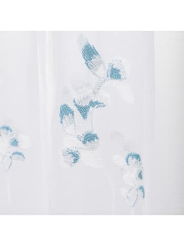 Homla Gordijn met lussen "Albia" wit/lichtblauw - (L)250 x (B)140 cm