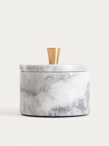 Homla Opbergdoos "Marmuri" grijs/wit - (H)10 x Ø 9 cm