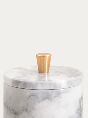 Homla Opbergdoos "Marmuri" grijs/wit - (H)10 x Ø 9 cm
