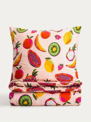 Homla Komplet pościeli w kolorze jasnoróżowo-żółto-zielonym z mikrofibry