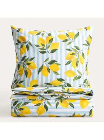 Homla Bettwäsche-Set "Sidrum" in Weiß/ Hellblau/ Gelb