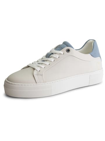 TRAVELIN' Skórzane sneakersy "Santec" w kolorze kremowo-błękitnym
