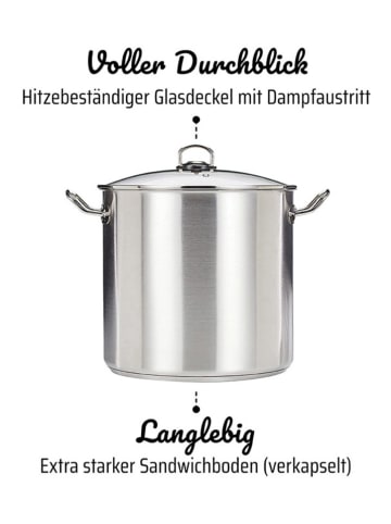 GSW 2-delige set: pan met deksel "Profi" zilverkleurig - Ø 30 cm