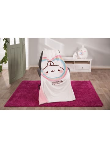 NICI Kinderdeken "Molang" wit/lichtroze - (L)175 x (B)140 cm