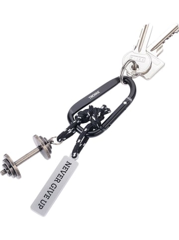 Troika Sleutelhanger "Never Give Up" zilverkleurig/zwart