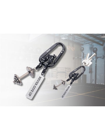 Troika Sleutelhanger "Never Give Up" zilverkleurig/zwart