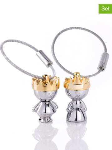 Troika Breloki (2 szt.) "King & Queen" w kolorze srebrnym do kluczy