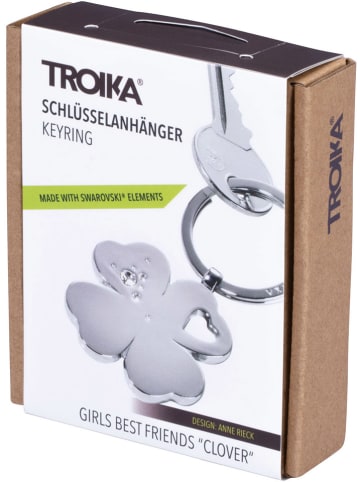 Troika Schlüsselanhänger "Kleeblatt" mit Swarovski Kristallen in Silber