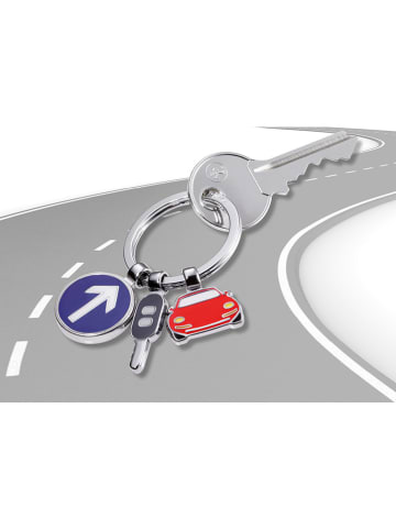 Troika Schlüsselanhänger "On the Road" in Silber/ Blau/ Rot