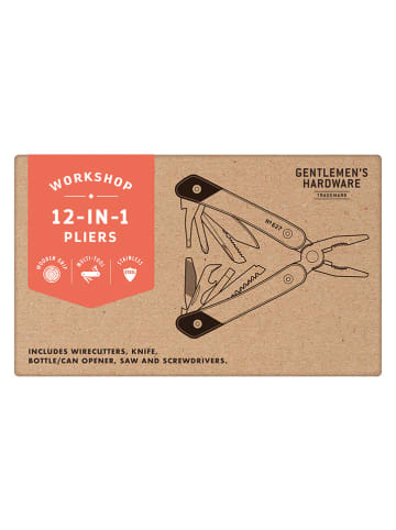 Gentlemen's Hardware Narzędzie wielofunkcyjne 12w1 w kolorze srebrno-jasnobrązowym - dł. 10 cm