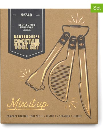 Gentlemen's Hardware 3-delige cocktailset zilverkleurig/zwart