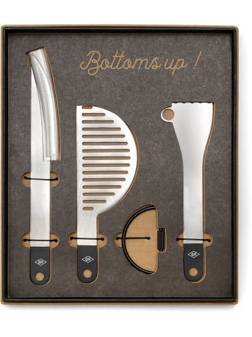 Gentlemen's Hardware 3-delige cocktailset zilverkleurig/zwart