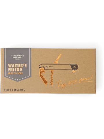 Gentlemen's Hardware Barman-multitool "Waiters Friend" lichtbruin/zilverkleurig - (L)11 cm