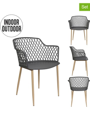 THE HOME DECO FACTORY 2er-Set: Stühle "Malaga" in Anthrazit - (B)54 x (H)80 x (T)62 cm