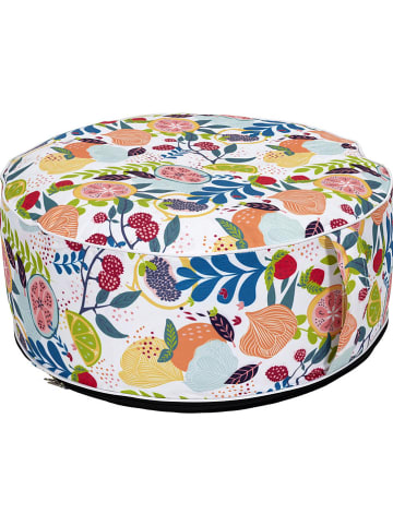Garden Spirit Pouf "Gonflable" in Weiß/ Bunt - (H)25 x Ø 55 cm